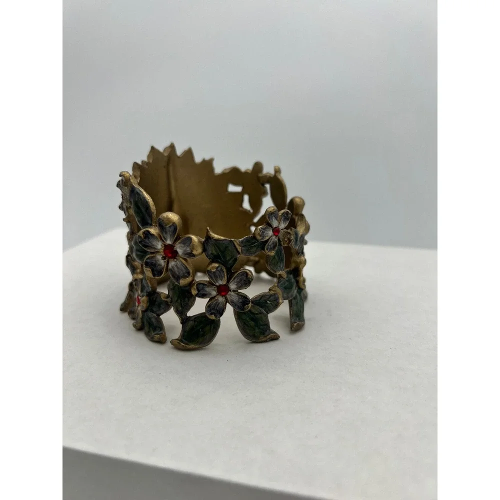 Jeweled Peacock Votive Candle Holder Gold Tone Enamel Rhinestone Floral Decor